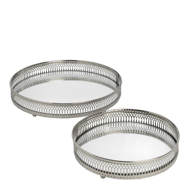 Hill Interiors Set Of Two Circular Nickle Trays