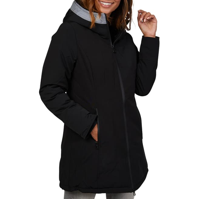 Comptoir du Manteau Black Cotton Blend Hooded Coat 