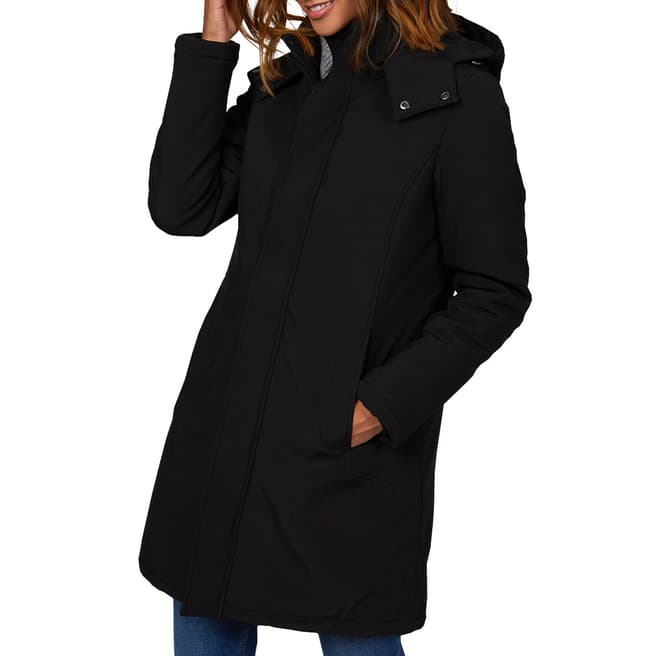 Comptoir du Manteau Black Zipped Through Hooded Coat 