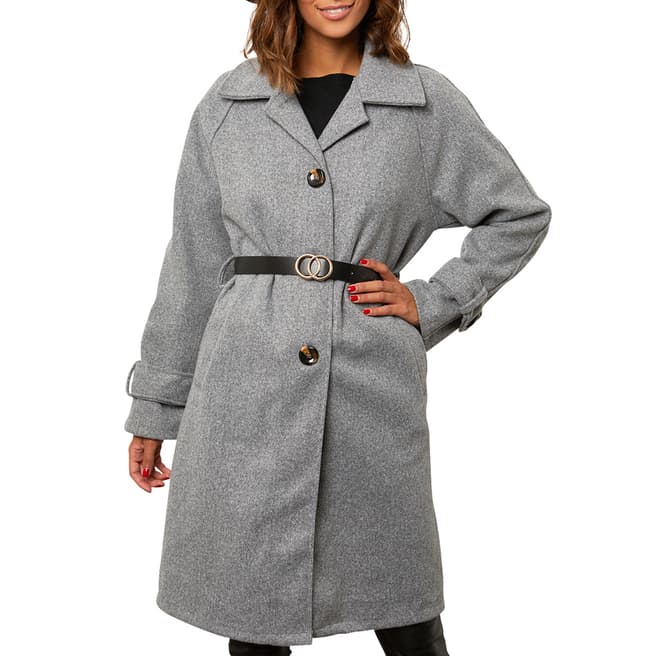 Comptoir du Manteau Grey Wool Blend Buttoned Coat 