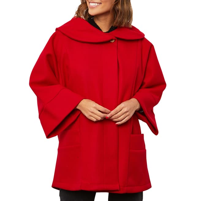 Comptoir du Manteau Red Wool Blend Oversized Coat 