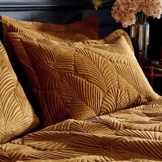 Paoletti Palmeria Quilted Pillowcase, Gold