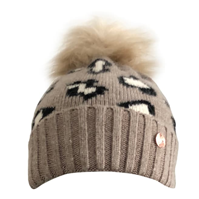 Look Like Cool Kids Leopard Luxe Cashmere Pom Pom Beanie Hat