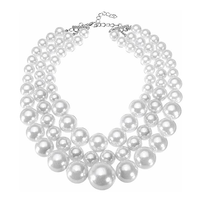 Liv Oliver Silver Plated Multi Pearl Necklace