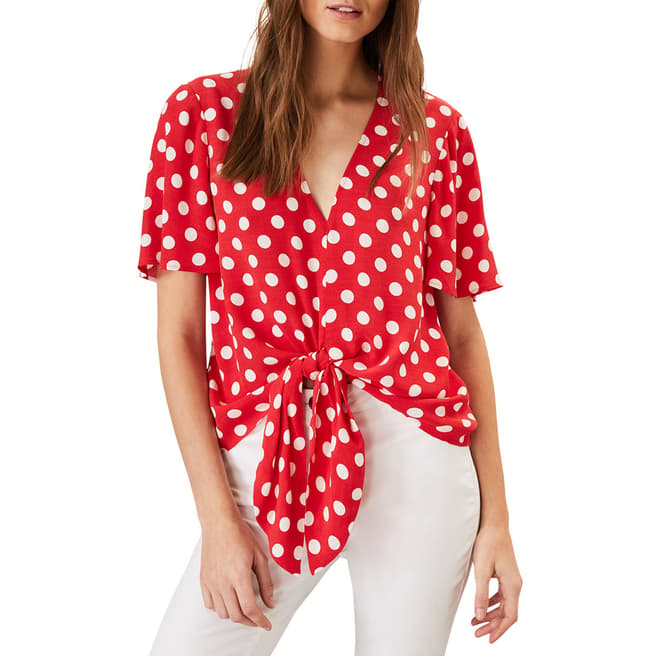 Phase Eight Red Marillyn Spot Blouse 