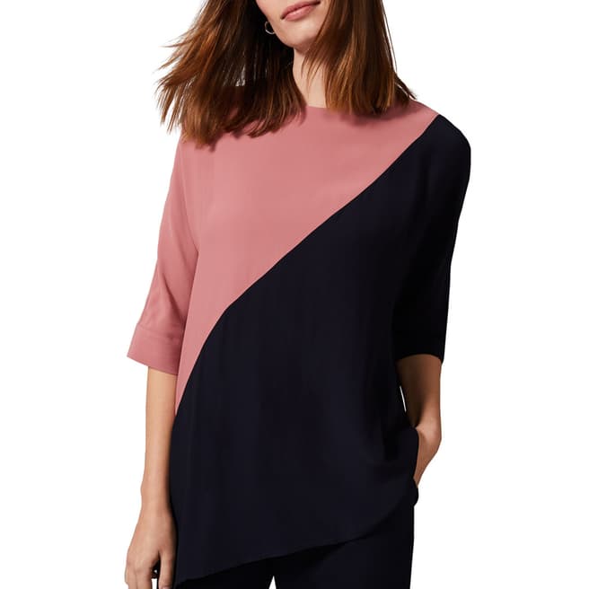 Phase Eight Navy Gilly Block Blouse 