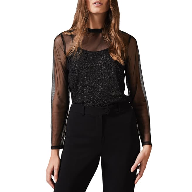 Phase Eight Black Nadire Shimmer Top