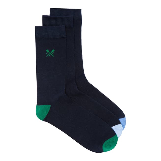Crew Clothing Navy 3 Pack Tipped Solid Socks