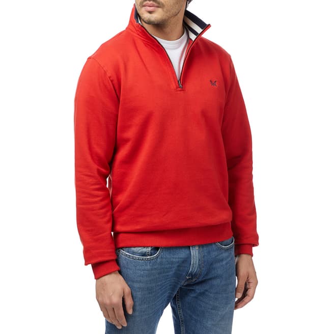 Crew Clothing Red Half Zip Cotton Sweatshirt