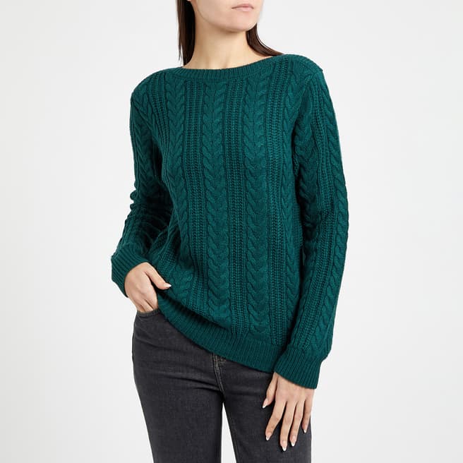Crew Clothing Green Cotton Boatneck Jumper