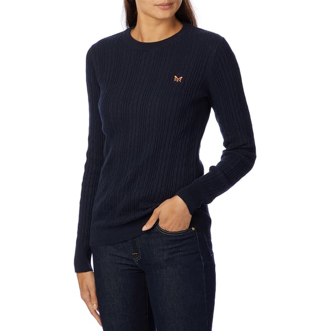 Crew Clothing Navy Cable Knit Jumper