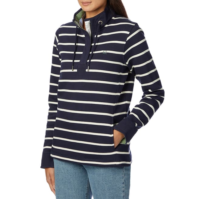 Crew Clothing Navy Striped Cotton Pullover