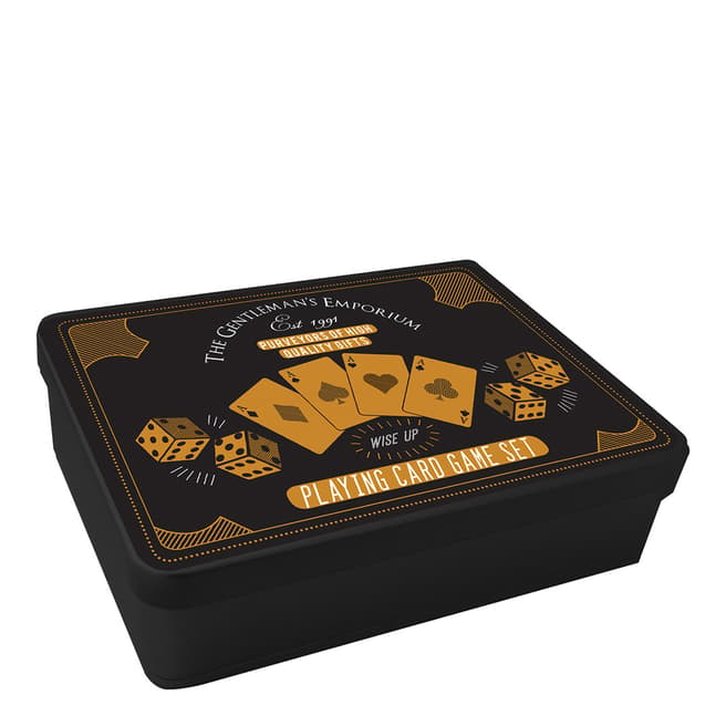 Robert Frederick Gentleman's Emporium Black Playing Card/Dice Set In Tin