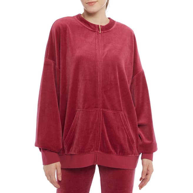 Juicy Couture Red Oversized Cotton Blend Track Top