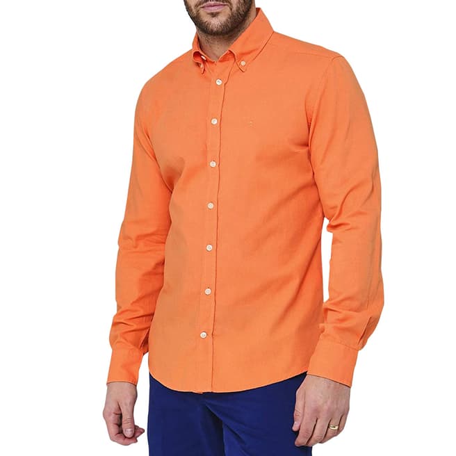 Hackett London Orange Garment Dye Slim Oxford Shirt