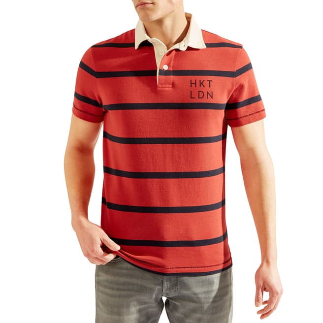 Hackett London Red Stripe Short Sleeve Rugby Shirt