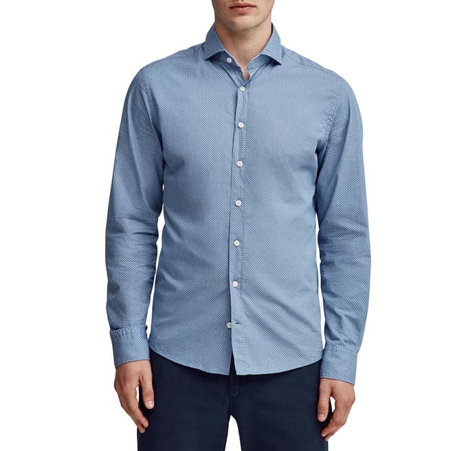 Hackett London Blue Mosaic Slim Cotton Shirt