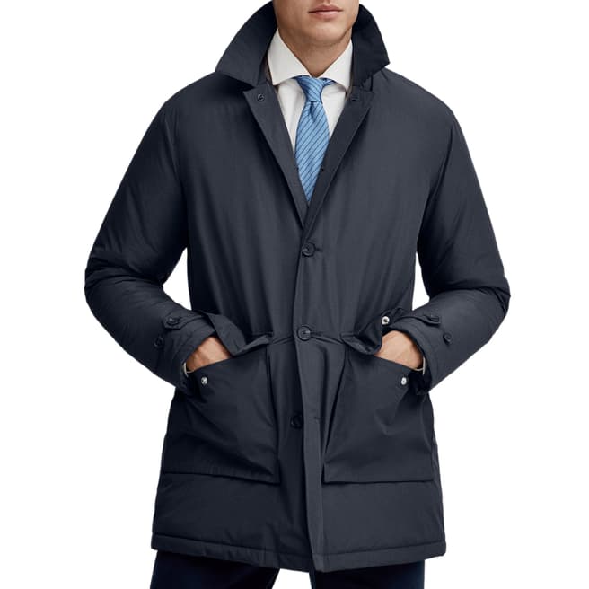 Hackett London Navy Lightweight Insulated Raincoat