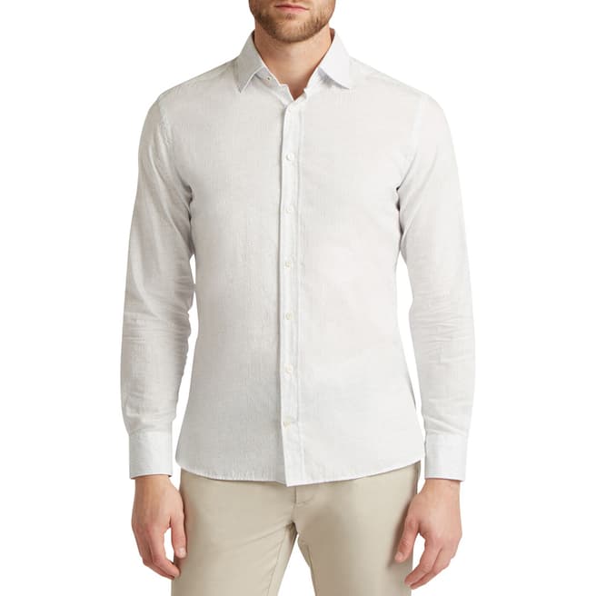 Hackett London White Oars Print Slim Cottton Shirt