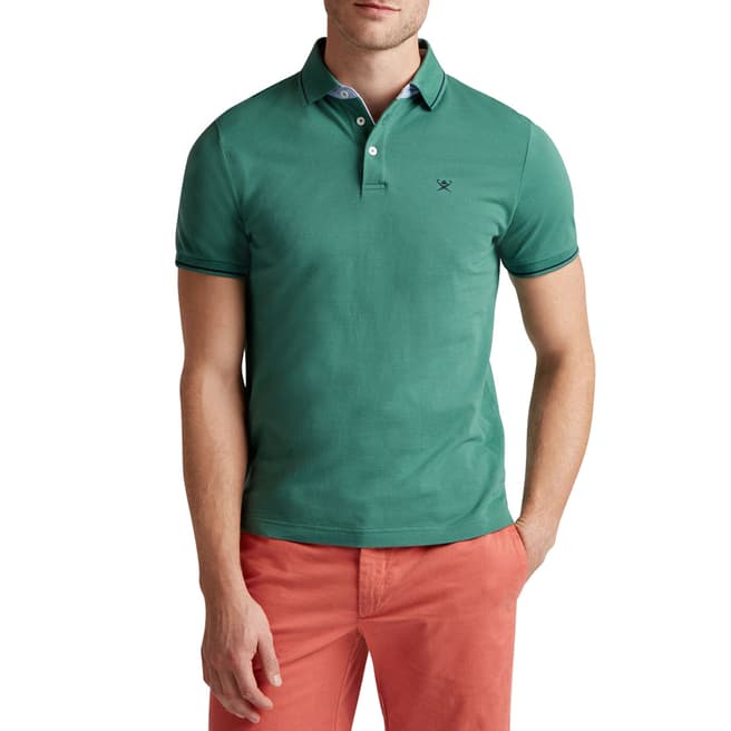 Hackett London Green Multi Trim Cotton Polo Shirt
