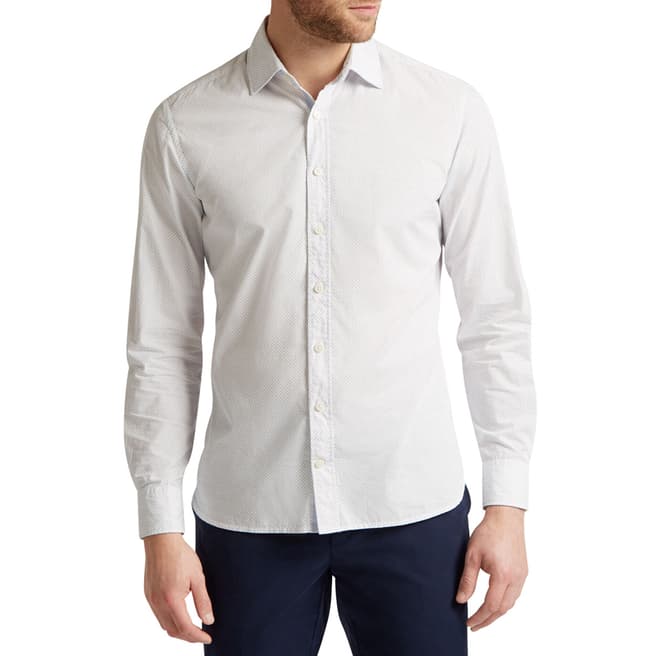 Hackett London White Printed Slim Cotton Shirt