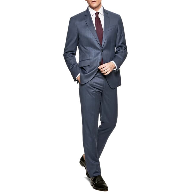 Hackett London Blue Plain Wool Tailored Suit
