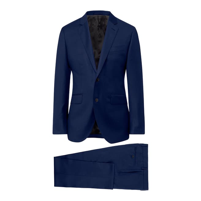 Hackett London Navy Plain Wool Tailored Suit