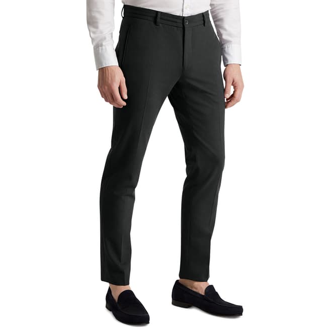 Hackett London Charcoal Travel Tailored Wool Blend Trousers