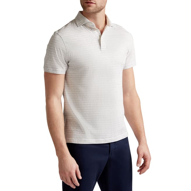 Hackett London Grey Linen Blend Polo Shirt