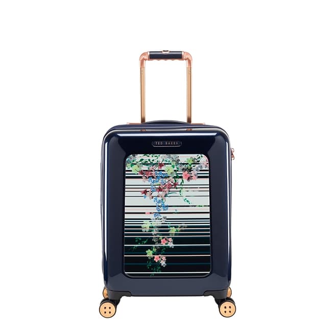 Ted Baker Navy Pergola Stripe Take Flight Small 4 Wheel Suitcase