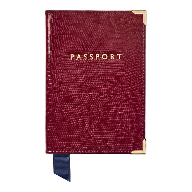 Aspinal of London Bordeaux Lizard Passport Cover