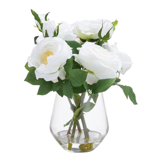 Hill Interiors White Rose Arrangement In Glass Vase