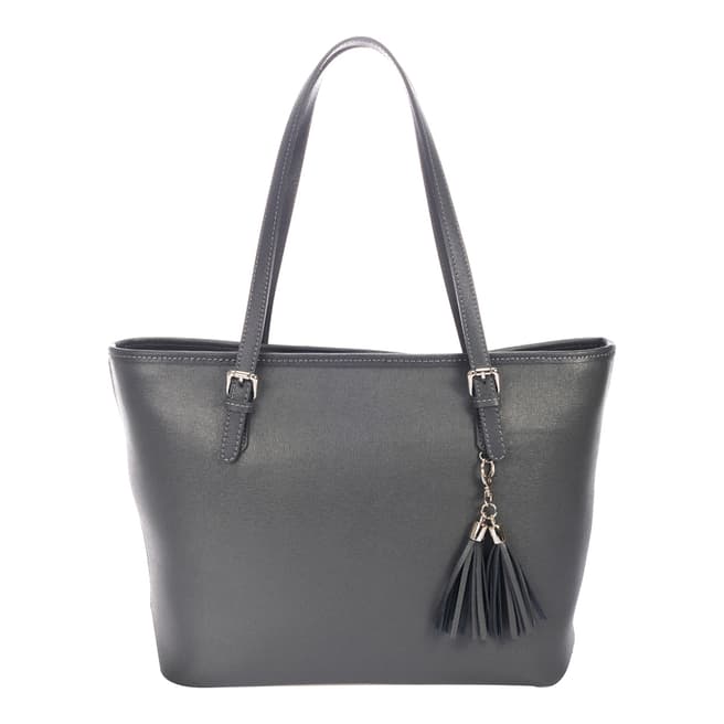 Lisa Minardi Dark Grey Leather Top Handle Bag