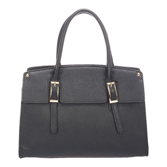 Giulia Massari Black Leather Top Handle Bag