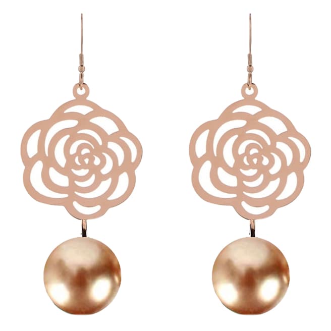 Chloe Collection by Liv Oliver 18K Rose Gold & Champagne Pearl Drop Earrings