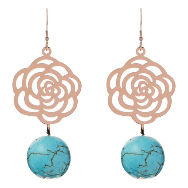 Liv Oliver 18K Rose Gold & Turquoise Drop Earrings