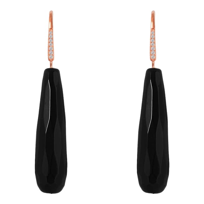 Chloe Collection by Liv Oliver 18K Rose Gold Black Tear Drop Earrings