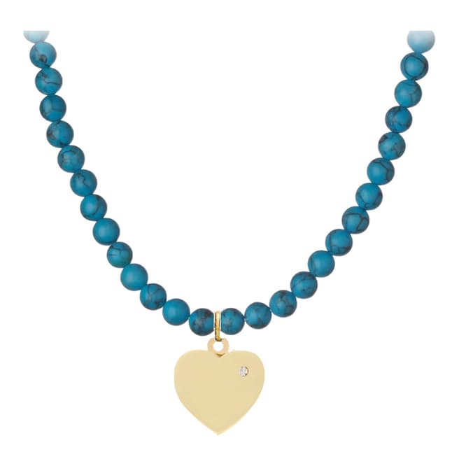 Liv Oliver 18K Gold Turquoise Love Drop Necklace