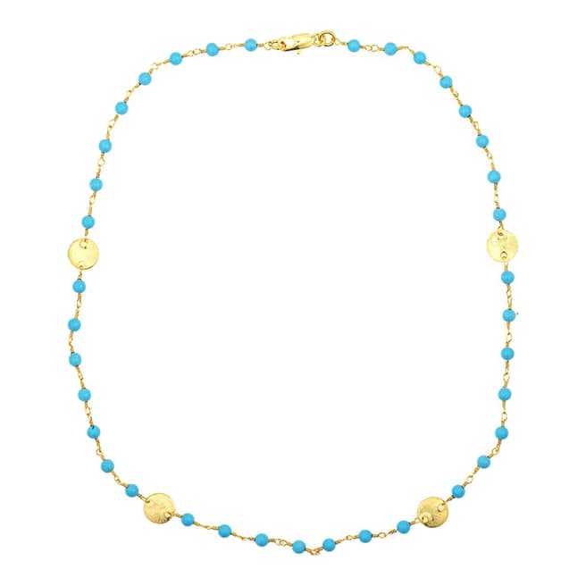 Liv Oliver 18K Gold Turquoise Disc Necklace