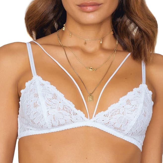 Free People White Front Strap Triangle Bra