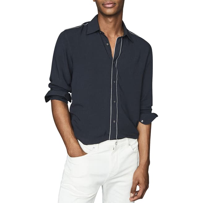 Reiss Navy Player Piped Shirt