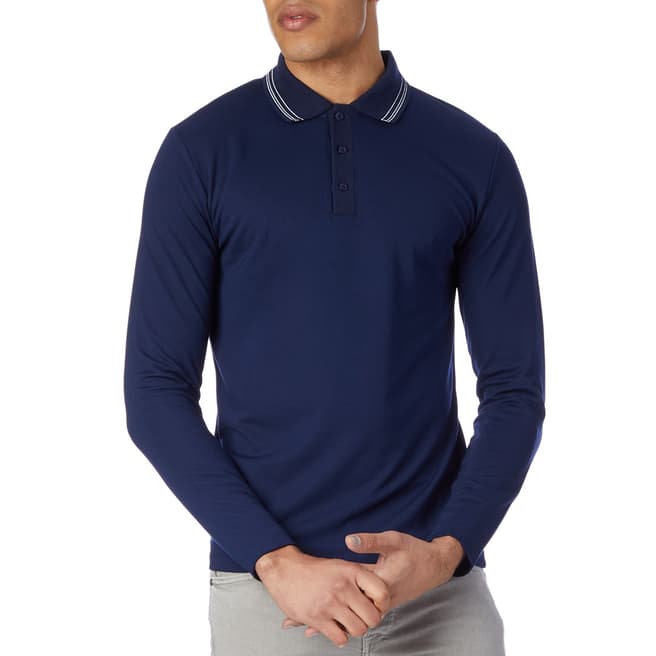 Reiss Navy Carlton Long Sleeve Polo Shirt