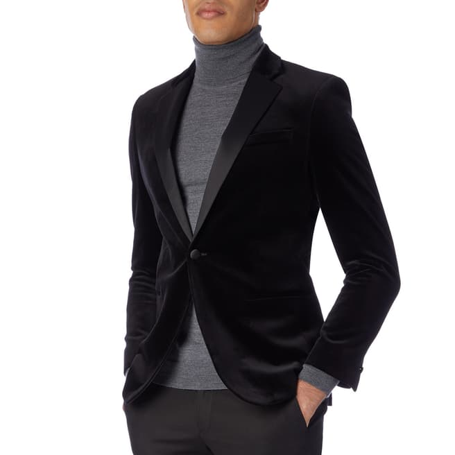 Reiss Black Noel Cotton Suit Jacket