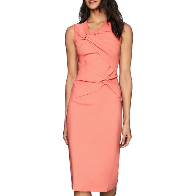 Reiss Coral Alex Ruched Bodycon Dress