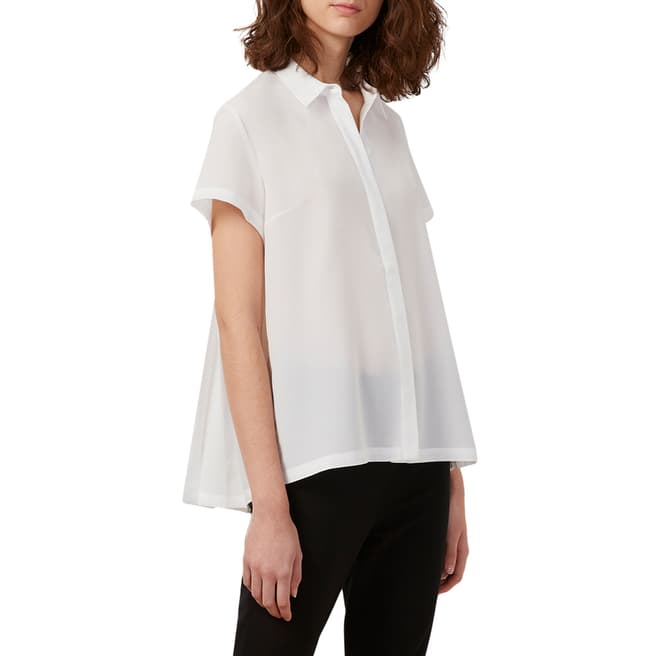 French Connection White Classic Crepe Pleated Back Top