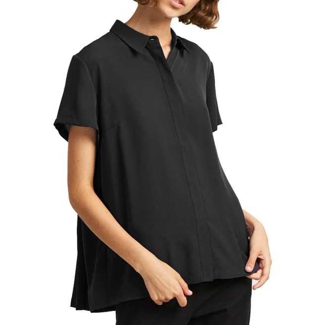 French Connection Black Classic Crepe Pleated Back Top