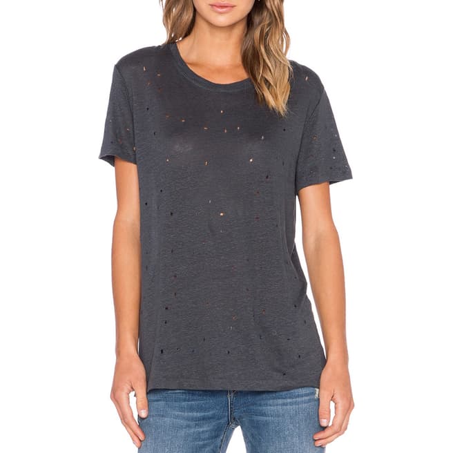 IRO Charcoal Distressed Clay Linen T-Shirt
