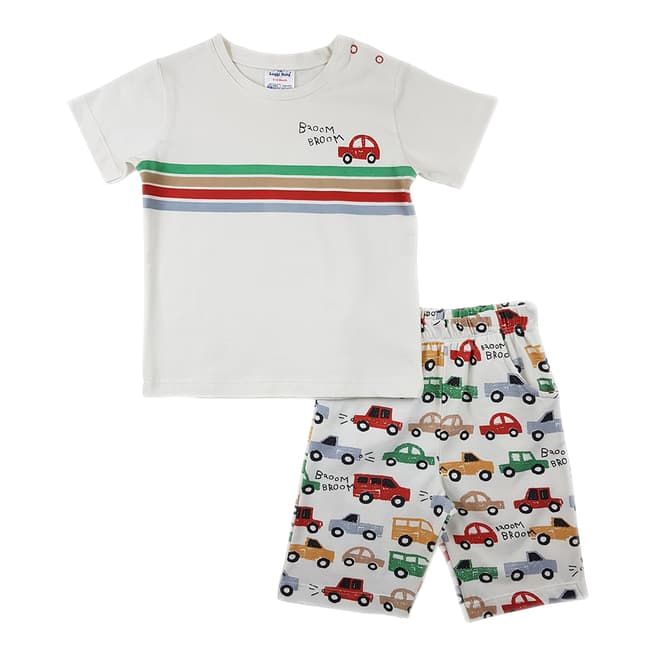 Luggi Baby Boy's Red Cars Shorts-Sleeve Top & Shorts Set