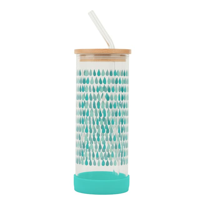 Cambridge Water Droplet Glass Bottle With Straw