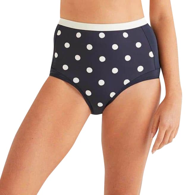 Boden Navy, Linear Brand Spot Santorini High Bikini Bottoms